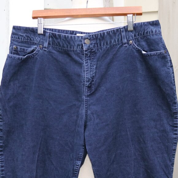 LL Bean Plus Size Blue Favorite Fit Curvy Stretch Cotton Blend Corduroy Pants 20 - Picture 2 of 4